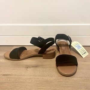 Toms Camila Black Suede Sandals - New
